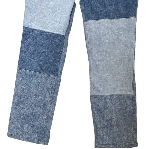 Abercrombie Girls High Rise Straight Colorblock Blue Denim Jeans Size 13 / 14 - Picture 5 of 11